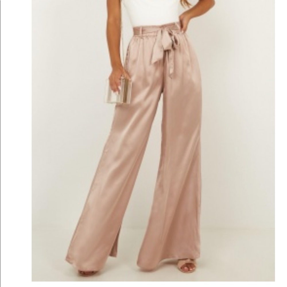 Satin Flare High-waisted Pants